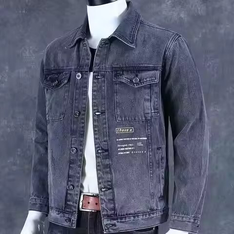 Men's Black Jeans Jacket Autumn Mens Denim Jackets Jens Man Cowboy Clothes Man Cowboy Punk Rock Jack