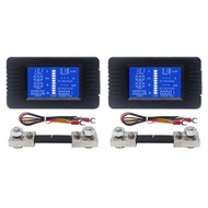 【LB0P】-2X DC 0-200V 100A Digital Voltmeter Ammeter Car Battery Tester Capacity Resistance Voltage Power Energy Meter Monitor