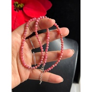 Natural ruby stone necklace similar to the wall, micro beads 3.9 mm long, 41 + 2 cm long, 925 silver