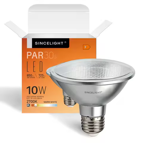 PAR30s LED Light Bulb with E27 Base, with 38° Optical Reflector, 10W, Rich Color RA≈90, 850 Lumens E