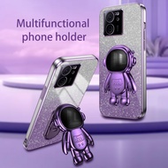 Bling Glitter Silicone Phone Case Xiaomi 13 12 Pro Mi 13 12 11 Lite 13T 12T 11T Pro Astronaut Folding Holder Stand Shockproof Cover
