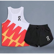 [Factory Straight Hair] on Marathon Sports Quick-Drying Breathable Vest with Lining Shorts Men Women