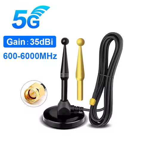 3G 4G 5G Antenna 35dBi 600-6000Mhz SMA Male 2.4G Wifi Antena GSM GPRS Magnetic Mount for Modem Route