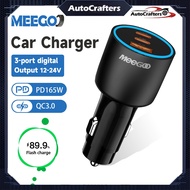 MeeGoo Triple-Port 100W Car Charger - PD100W + PD65W + QC3.0