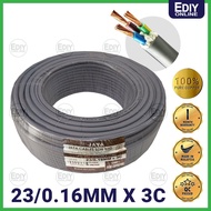 JAYA 23/0.16MM X 3C 100% Pure Full Copper 3 Core Flexible Wire Cable PVC Insulated Sheathed Made in Malaysia 23/0.16 Ediyonline Ediy