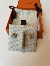 Hermes mini pop h 耳環 奶茶色金