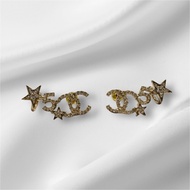 CHANEL雙C數字5星星水鑽耳環