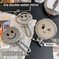 5x magnified folding mirror 360 rotating Round double-sided handheld makeup mirror