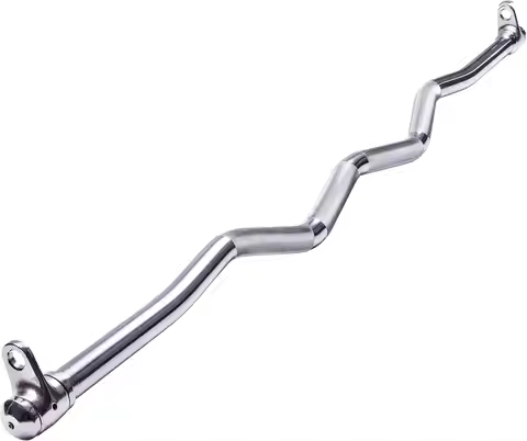 48" Ez Curl Lat Pull Down Bar with Revolving Double Hook for Dual Pulley Cable Machines, Functional 