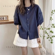 {Soft Waxy Solid Color} Loose Shirt Fashion Casual Dopamine Short-Sleeved Shirt Women Summer Solid C