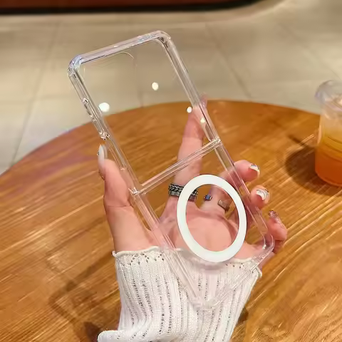 Transparent Shockproof Magnetic Phone Case For Samsung Galaxy Z Flip 7 6 5 4 3 7e Flip7 Flip6 Flip5 
