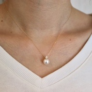 日本akoya珍珠項鍊 8.5-9mm 戴妃款 經典設計 18k金鑲鑽 鑽石項鏈