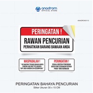 Thief Danger Warning Sticker | 30 x 15 cm | Anadrom 3113