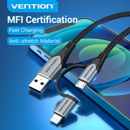 Vention USB Cable USB 2.0 A to Micro B Type C Lightning Cable Male to Male 3 in 1 Aluminum alloy 4.4
