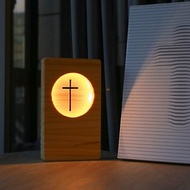 HIS 十字架木紋夜燈-淺色