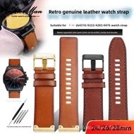 24/26/28mm Retro Genuine Leather Watch Strap Vintage Cowhide Band with Studded & Studless Design for