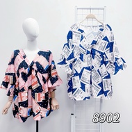 Babydoll top 4D TOTO print Women’s top V-neck Front pockets (8902)