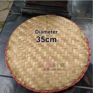 Tampah Bambu Mini 35cm / Tampah Kecil Nyiru Bambu Plate / Cecompeh Tempeh Bambu