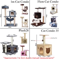 Wooden Cat House Cat Condo Cat Scratch Pole Scratching Tree with Hammock Cat Condo Cat Scratcher Pos