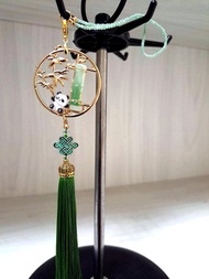 新中式系列~【竹林熊貓】掛飾/吊飾~串珠吊繩/鑰匙圈(可自行更換)