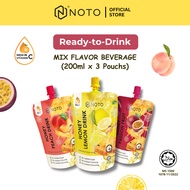 [ MIX FLAVOR ] NOTO - HONEY LEMON + PASSION FRUIT + PEACH | 200 ML | HALAL | READY-TO-DRINK
