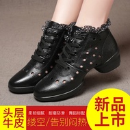 2021 Fleece Lining dance shoes Square dance shoes Female Hollow Soft Sole Jazz Fitness Sailor Dancing shoes Boots Mid-heel dance shoes