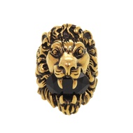 成色極佳 Gucci 獅頭金屬寶石戒指 #13 金色戒指 0362 [二手] GUCCI