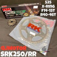 SPROCKET SET 525 SPOKET SET QJMOTOR SRK250 / RR KRX X-Ring Black Gold Chain Rantai Xring 525 SRK250R