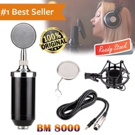 Mikrofon Kondenser Studio dengan Shockproof Mount BM-8000 Mic Condenser Maik Mik Krofon Micropon Mix