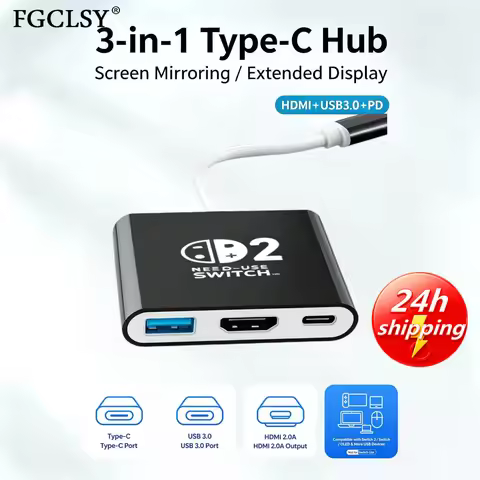 Docking Station for Switch 2,4K 60Hz TYPE-C Hub with HDMI-Compatible and USB-C 3.0 PD100W Charge Per