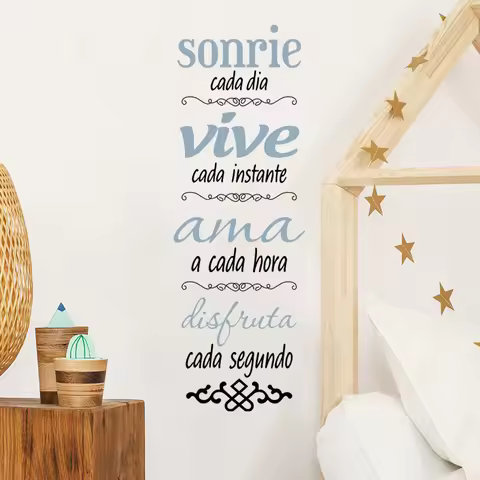 Sonrie Vive AMA Wall Stickers Spanish Vinyl Verses Decal Home Decor Family Rules Wall Decals Wall Ar
