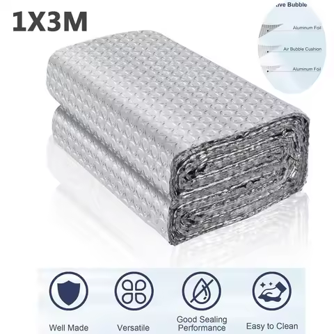 1X3M Double Reflective Bubble Foil Insulation Foam Aluminum Foil Thermal Insulation Radiant Barrier 