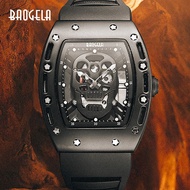 RicharD BAOGELA รูปทรงกระบอก Richard Skull Watch พื้นผิวกลวงส่องสว่างนาฬิกานักเรียนชายอินเทรนด์นำเข้