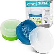 Masontops Kefir Caps - Wide Mouth Mason Jar Lids - Water Kefir Grains Strainer Mason Jar Kefir Jar - Home Water Kefir Starter Kit Kefir Fermenter Container - 2 Pack