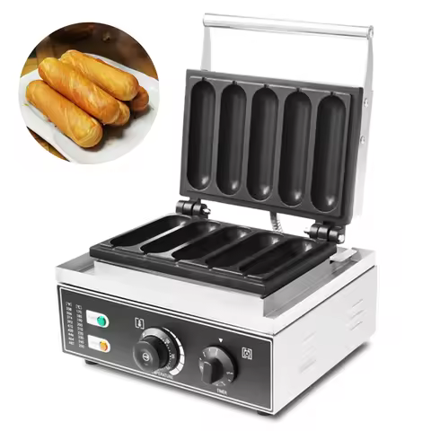 HPH2O Commercial Electric Waffle Maker 1500w Milk Hot Dog Waffle Stick Maker Stainless Steel Baking 