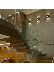 1入組10瓦3000k Led上下壁燈 - 現代黑色戶外ip65防水壁燈室內、客廳、走廊、樓梯、花園、大門可用