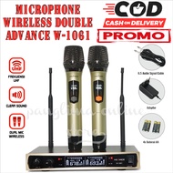 Double Mic wireless Advance W-1061 Tanpa Kabel | Mic Advance W 1061 UHF Microphone Double Wireless D