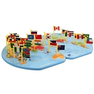 GU Map of the World English / Knowledge of the World / World Map / Wooden Flag Map MW02