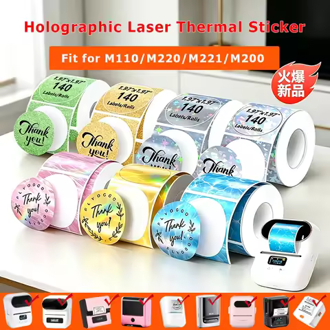 Munbyn/Nelko Holographic Laser Label Sticker Thermal Paper for M110 M220 M200 E210 P50 PM220 DETONG 