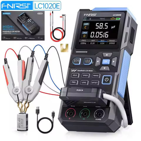 FNIRSI® LC1020E Precision Handheld Digital Bridge LCR ESR Tester Resistance Capacitance Inductance E