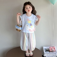 Girls Suits Clothes Children Clothing Summer 2025 Dopamine Anti-Mosquito Pants Two-Piece Suit Little