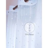 TPU Inter Star Sheer ผ้าม่านโปร่ง ลายดาวสีเงิน ม่านตาไก่ 130x150 หน้าต่าง ม่านสำเร็จรูป ม่าน ขาว