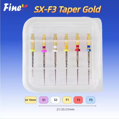 Finer Dental Endodontic Files SX-F3 Taper Gold Pro Endo Rotary Endodontics Files 6pcs Root Canal Fil