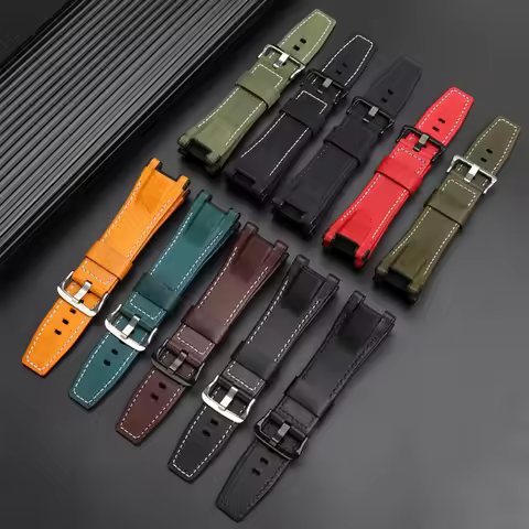 Men's Canvas leather watch strap 26MM for Casio GST-B100 S130 W300GL 400G W330 GST-W120L s120 W130L 