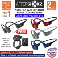 AfterShokz Aeropex WaterProof OPEN-EAR Bone Conduction Wireless Bluetooth Headset, FREE Gearlock MS100