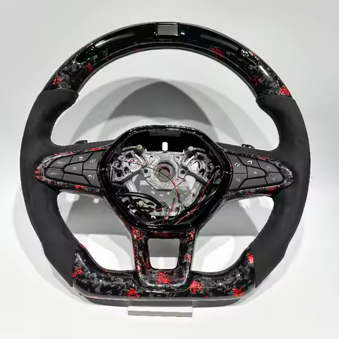 For Renault Clio 5 Red Forged Carbon Fiber Steering Wheel DIY with Alcantara Accesorios Para Auto fo