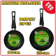 MAXIM FRY PAN HALANIA 2 SET ( 18 CM & 22 CM ) / TEFLON 2PCS - HIJAU