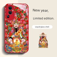 财神爷手机壳 发财手机壳 2024 Tahun Baru opporeno10 sarung telefon bimbit gadis reno9/8pro tahun naga anti-jatuh