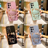 Casing Samsung Galaxy S24 Ultra Case Samsung A52 Case Samsung A32 Case Samsung A15 Case Samsung A05 Case Samsung A05S Case Samsung S24 Plus Case Samsung Note 8 A52S Case Cute Anime Cartoon Vanity Mirror Hello Kitty Holder Phone Case With Metal Sheet TK