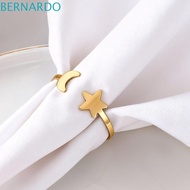 BERNARDO 6PCS Moon Napkin Rings, Minimalist Modern Star Napkin Buckle, Party Supplies Gold/Silver Me